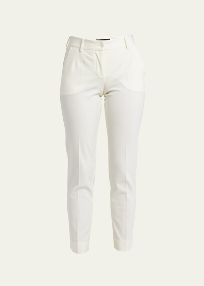 Dolce & Gabbana Straight Wool Stretch Pants In Nat White