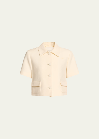 Adam Lippes Marseille Wool-blend Cropped Jacket In Ivory