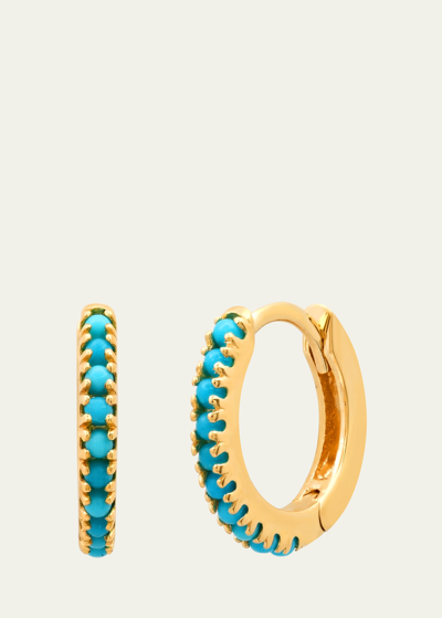 Andrea Fohrman 14k Yellow Gold Pave Small Huggie Earrings In Turquoise