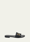 Chloé Marcie Leather Buckle Flat Sandals In Black