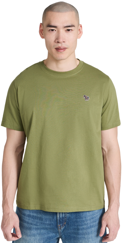 Ps By Paul Smith Mens Ss Reg Fit Tshirt Zebra Badge In Greens