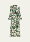 FIGUE CALLIOPE MIXED-PRINT BELTED MAXI WRAP DRESS