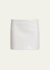 Khaite Jett Leather Mini Skirt In Optic White