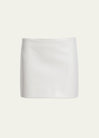 Khaite Jett Leather Mini Skirt In Neutrals