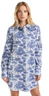 Staud Julienne Shirt Dress Blue Toile Xl In Blue Toile