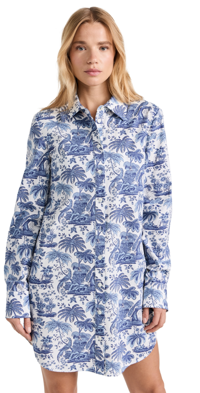 Staud Julienne Shirt Dress Blue Toile Xl