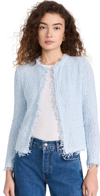 Iro Shavani Open-front Boucle Jacket In Fogged Blue