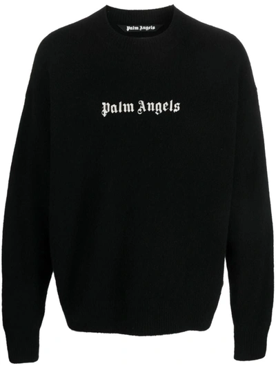 Palm Angels Classic Logo Sweater In Black