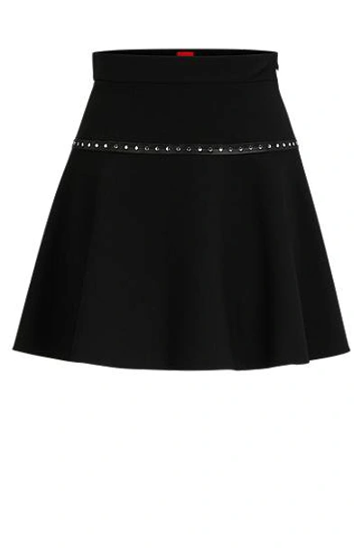 Hugo Boss Regular-fit Mini Skirt With Stud Trim In Black