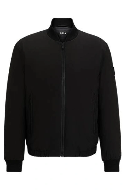 Hugo Boss Regular-fit Jacket In Bi-stretch Fabric In Black