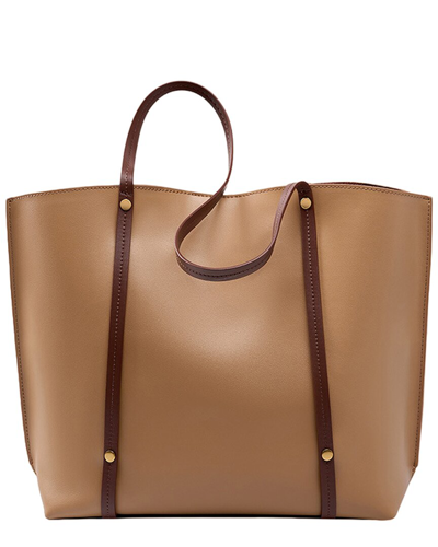 Adele Berto Leather Tote Bag In Brown