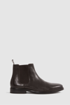 Reiss Renor Elasticated-panel Leather Ankle Boots In Brown