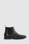 Reiss Renor Elasticated-panel Leather Ankle Boots In Black