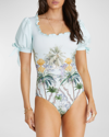 Aqua Blu Australia Palmilla Joanna One-piece Swimsuit In Palmilla