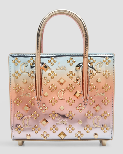 Christian Louboutin Paloma Mini Loubinthesky Degrade Metallic Top-handle Bag In Leche/gold