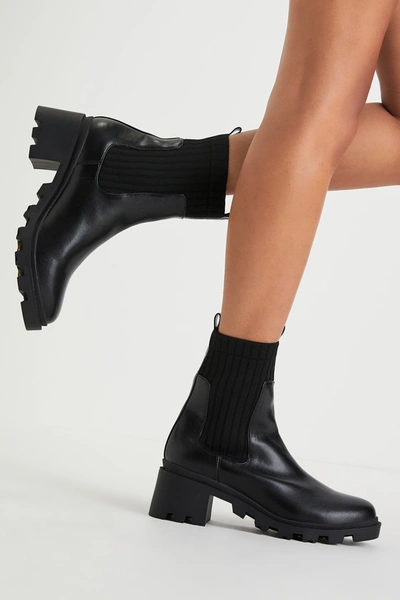 Lulus Jerico Black Slip-on Ankle High Heel Boots