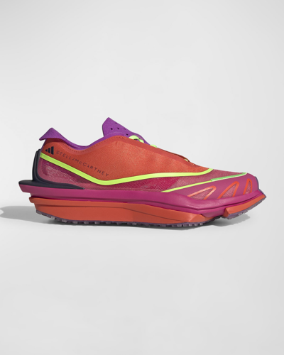 Adidas By Stella Mccartney Earthlight Multicolor Mesh Trainer Trainers In Active Orange/ Magenta/ Purple