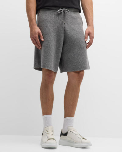 Frame X Ritz Paris Men's Cashmere Drawstring Shorts In Warm Grey