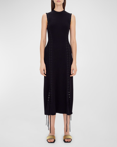 Simkhai Lorena Lace-up Knit Sleeveless Midi Dress In Black Multi