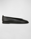 Vince Leah Leather Square-toe Ballerina Flats In Black Leather