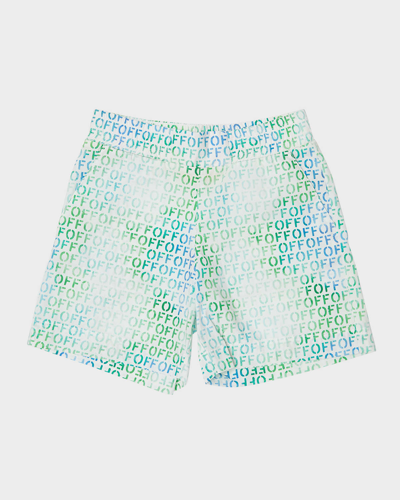 Off-white Kids' Logo-print Cotton Swim Shorts In White