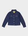 Off-white Blue Bookish Glitter Denim Jacket In Medium Blue