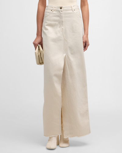 Darkpark Emma Cotton Denim Midi Skirt In White