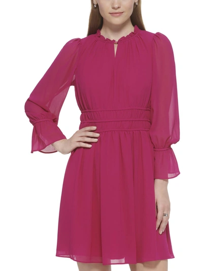 Vince Camuto Womens Keyhole Mini Fit & Flare Dress In Pink