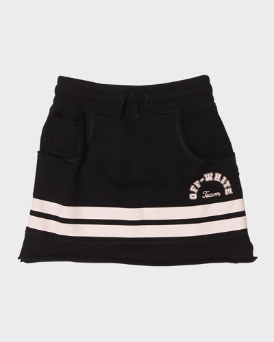 Off-white Kids' Girl's Team 23 Drawstring Mini Sweatskirt In Black