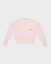 GOLDEN GOOSE GIRL'S JOURNEY POINTELLE KNIT CROPPED SWEATER