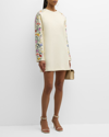 MAX MARA LEVA MINI DRESS WITH FLORAL PRINT DETAIL