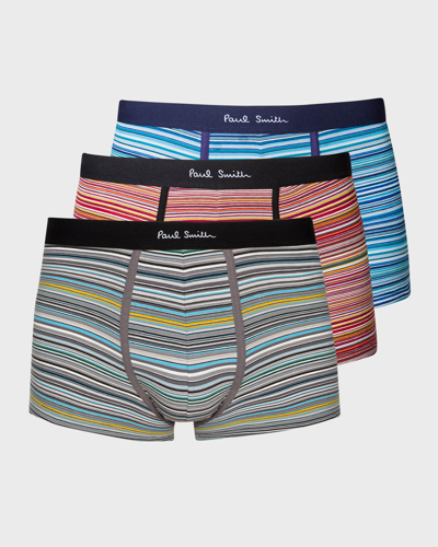 Paul Smith 3-pack Signature Stripe Trunks In 1a Blue/red/green