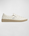 BOTTEGA VENETA SAWYER WOVEN LEATHER SLIP-ON SNEAKERS