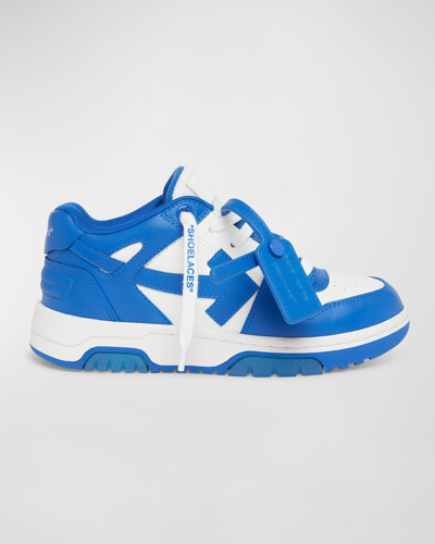 Off-white Blue Kids' Out Of Office Leather Low-top Trainers Eur 35 / 2.5 Uk
