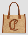 CHRISTIAN LOUBOUTIN BY MY SIDE LARGE TOTE IN RAFFIA WITH CL LOGO