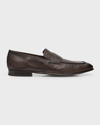 ZEGNA MEN'S PEBBLED LEATHER LOAFERS