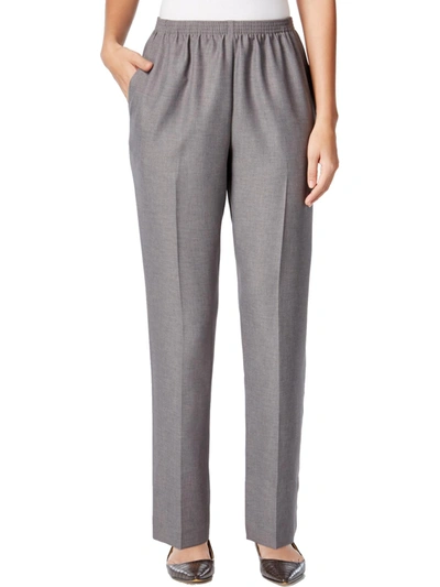 Alfred Dunner Womens Solid Pocketed Dress Pants In Grey