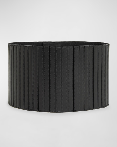 Alaïa Striped Corset Leather Belt In Noir