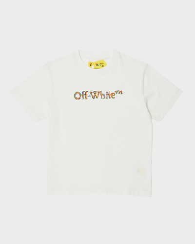Off-white Kids' Boy's Big Bookish Short-sleeve T-shirt In White Multicolor