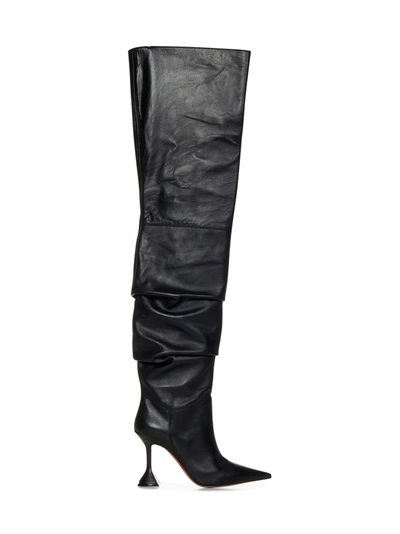 Amina Muaddi Olivia Thigh High Boots In Black