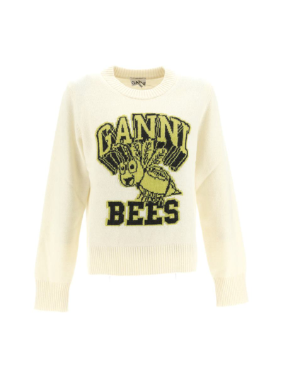Ganni Bees Sweater In White