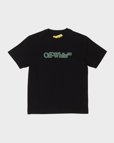 Off-white Kids' Logo-print Cotton T-shirt In Black