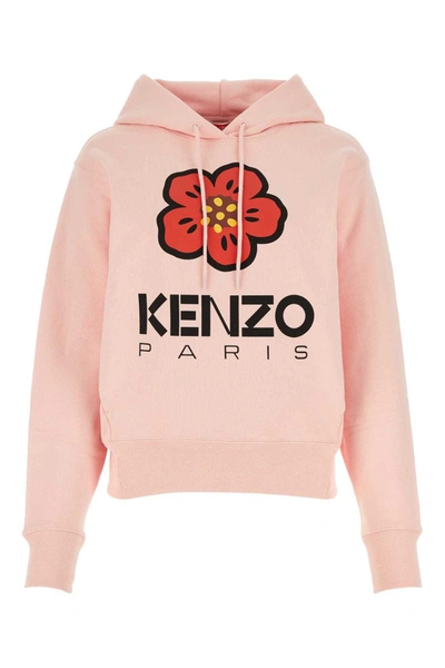 Kenzo Boke Flower Drawstring Hoodie In Pink