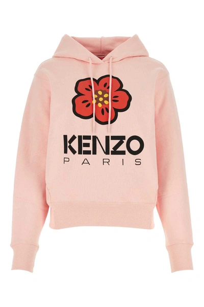 Kenzo 'boke Flower Placed' Hooded Sweatshirt In Pink