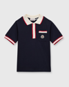 Moncler Kids' Boy's Short-sleeve Logo Polo Shirt In 778 - Blue Navy