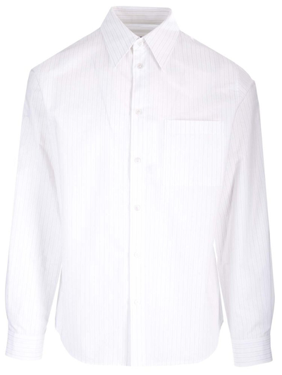 Mm6 Maison Margiela Striped Collared Long In White