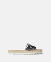 Stella Mccartney Gaia Embroidered Mushroom Espadrille Slides In Black/ecru