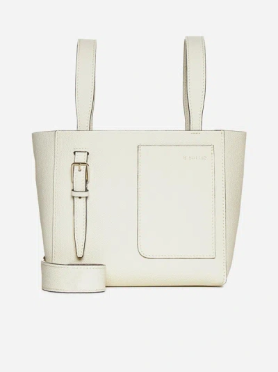 Valextra Mini Bucket Leather Top Handle Bag In Ivory