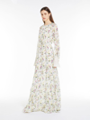 Max Mara Ori Floral-print Organza Dress With Leather Belt In Ivory