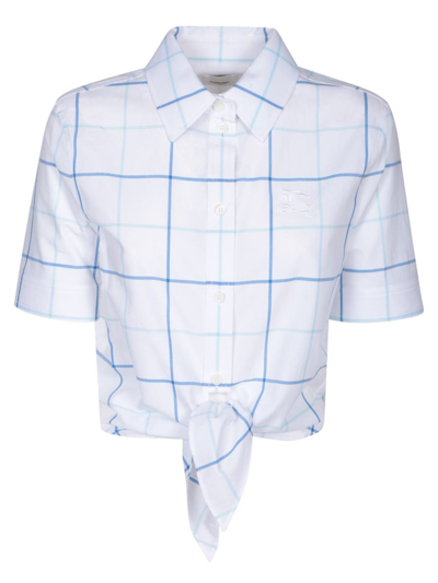 Burberry Check Cotton Poplin Cropped Shirt In White